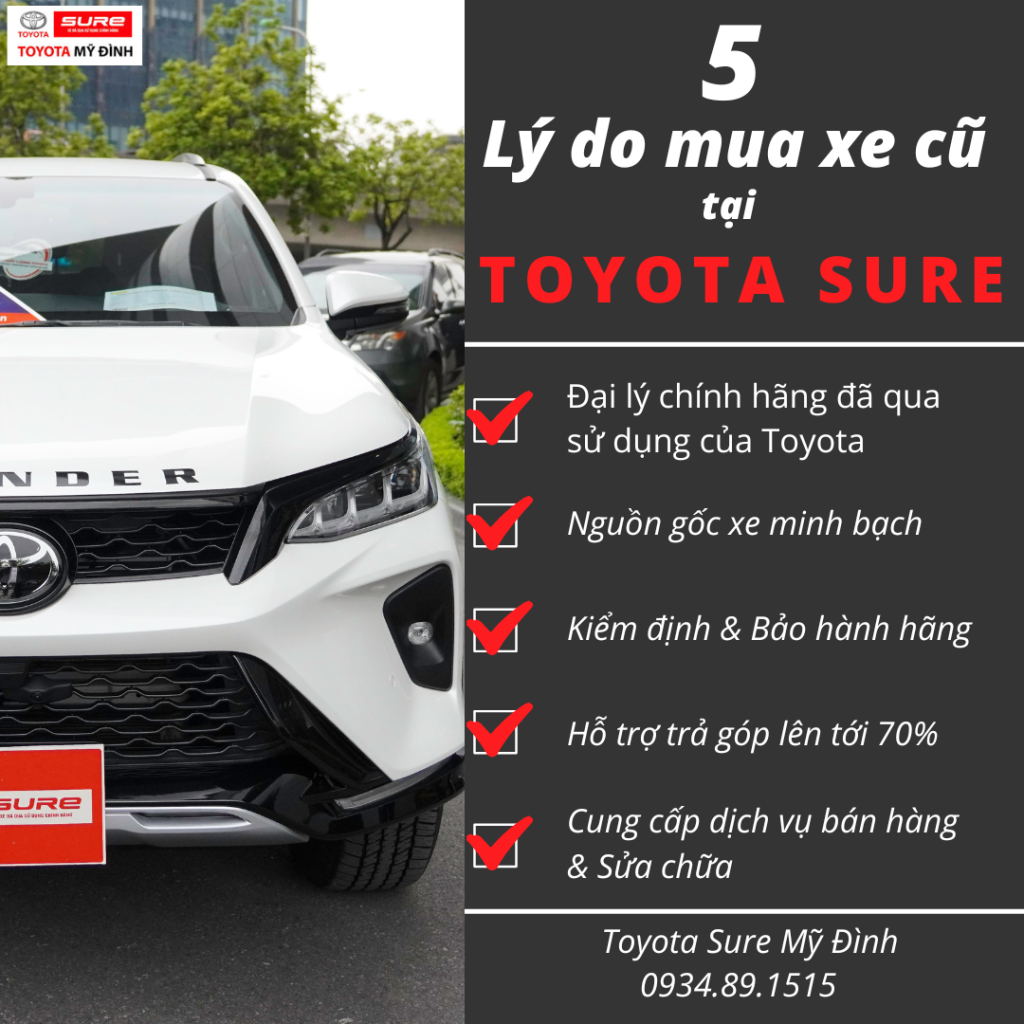 5 lý do về tiêu chuẩn khi mua xe cũ tại Toyota Sure Mỹ Đình