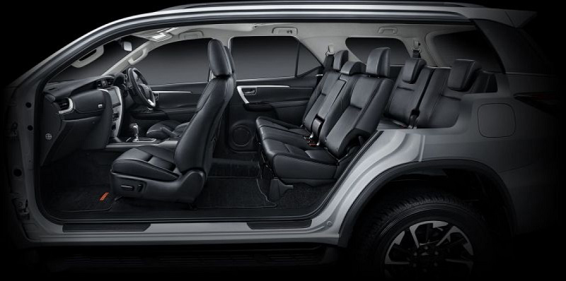 nội thất ghế ngồi màu đen xe Toyota Fortuner 2022
