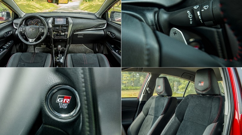 nội thất màu đen xe Toyota Vios GRS 2023 màu đỏ
