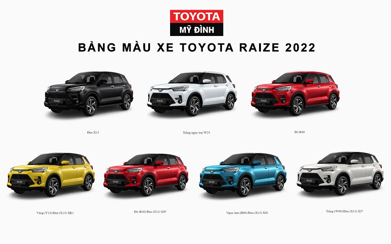 Giá Raize bảng màu xe Raize 2022 