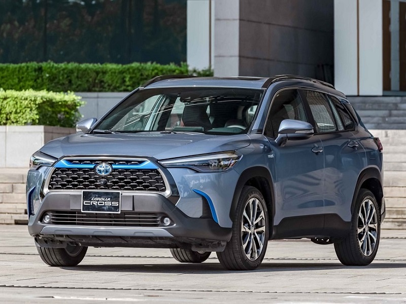xe Corolla Cross HV màu xanh xám