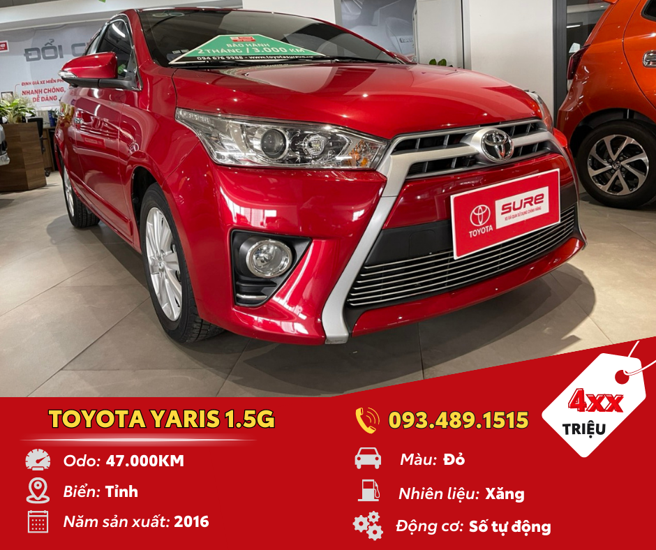 xe Yaris 2016 1.5G màu đỏ toyota sure mỹ đình
