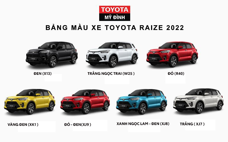 Bảng màu xe Raize 2022